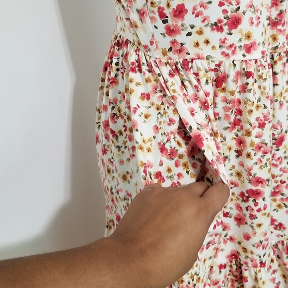 TWIRLING IN FLORALS OFFWHITE CREAM FLORAL DRESS - Picture 15 of 16